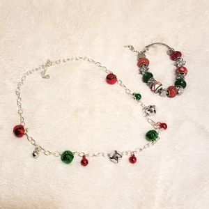 Silver Holiday Necklace and Bracelet Set